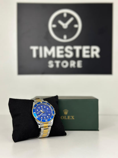 Rolex submariner silver with blue rotating dial with date
